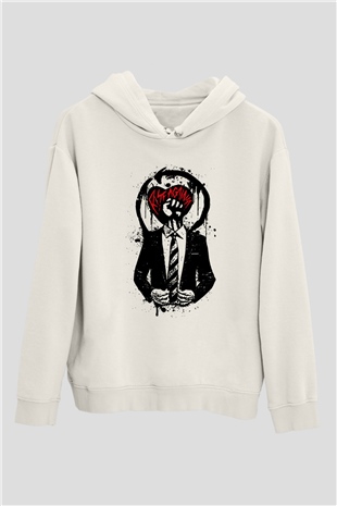 Rise Against Beyaz Unisex Kapşonlu Sweatshirt
