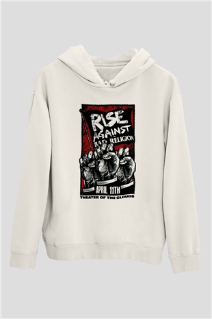 Rise Against Beyaz Unisex Kapşonlu Sweatshirt