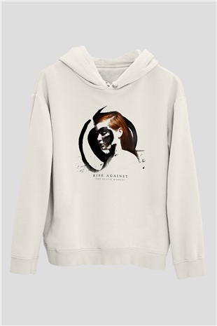Rise Against Beyaz Unisex Kapşonlu Sweatshirt