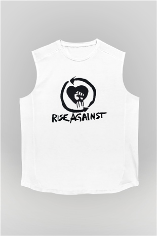 Rise Against Beyaz Unisex Kolsuz Tişört