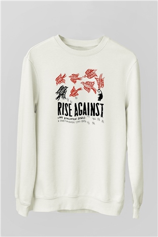 Rise Against Beyaz Unisex Sweatshirt