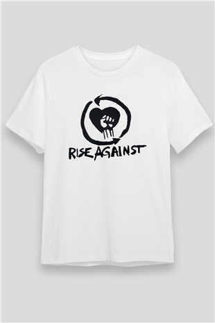 Rise Against Beyaz Unisex Tişört T-Shirt - TişörtFabrikası