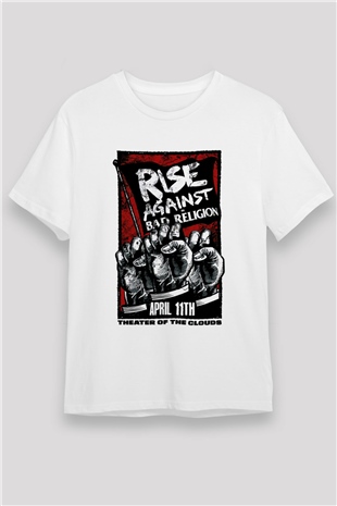 Rise Against Beyaz Unisex Tişört T-Shirt - TişörtFabrikası