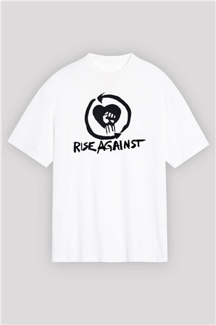 Rise Against Beyaz Oversize Tişört Oversize T-shirt - TişörtFabrikası