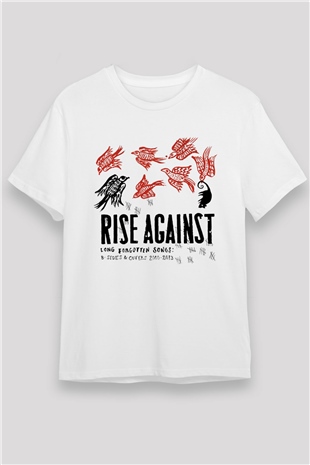 Rise Against Beyaz Unisex Tişört T-Shirt - TişörtFabrikası
