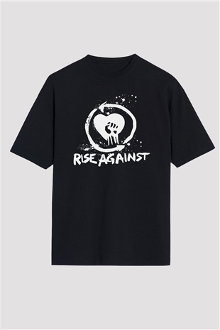 Rise Against Siyah Unisex Oversize Tişört T-Shirt