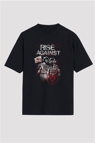 Rise Against Siyah Unisex Oversize Tişört T-Shirt
