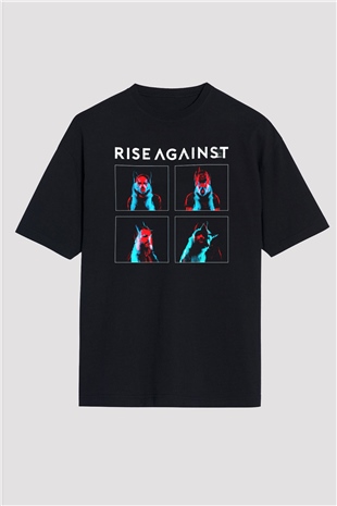 Rise Against Siyah Unisex Oversize Tişört T-Shirt