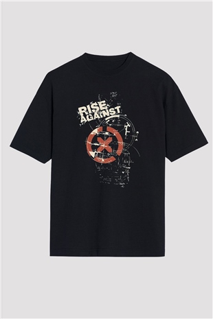 Rise Against Siyah Unisex Oversize Tişört T-Shirt
