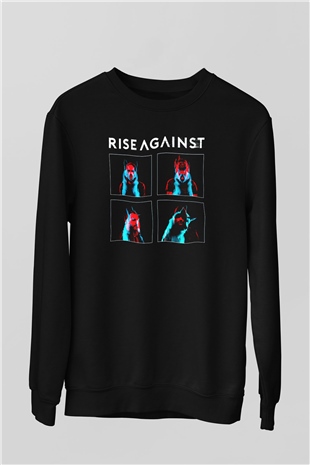 Rise Against Siyah Unisex Sweatshirt