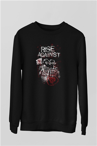 Rise Against Siyah Unisex Sweatshirt