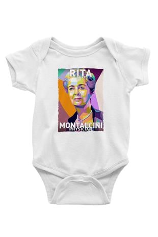 Rita Levi Montalcini Baskılı Beyaz Bebek Body - Zıbın