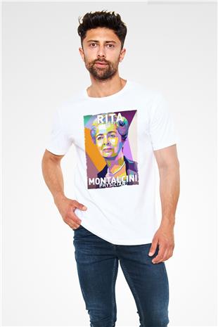 Rita Levi Montalcini Baskılı Unisex Beyaz Tişört - Tshirt