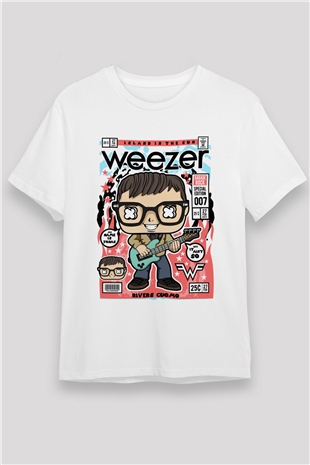 Rivers Cuomo Weezer Baskılı Unisex Beyaz Tişört
