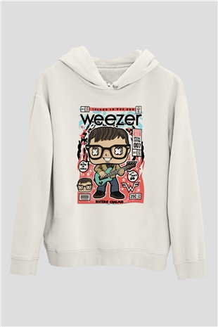 Rivers Cuomo Weezer Baskılı Unisex Beyaz Hoodie