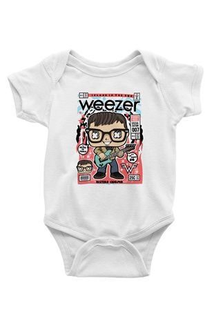 Rivers Cuomo Weezer Baskılı Unisex Beyaz Bebek Body - Zıbın