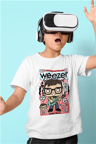 Rivers Cuomo Weezer Baskılı Unisex Beyaz Çocuk Tişört