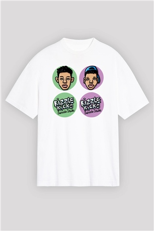 Rizzle Kicks Beyaz Oversize Tişört Oversize T-shirt - TişörtFabrikası
