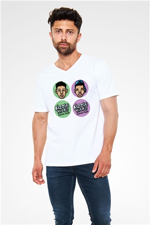 Rizzle Kicks Beyaz Unisex V Yaka Tişört