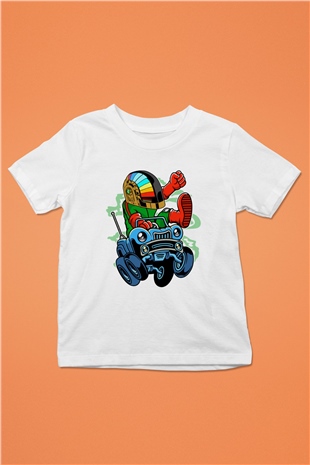 Road Daft Punk Baskılı Beyaz Unisex Çocuk Tişört