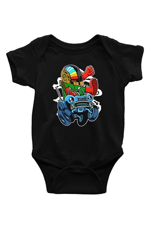 Road Daft Punk Baskılı Siyah Bebek Body - Zıbın