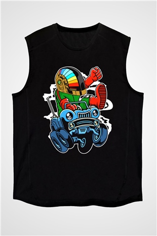 Road Daft Punk Baskılı Siyah Unisex Kolsuz Tişört