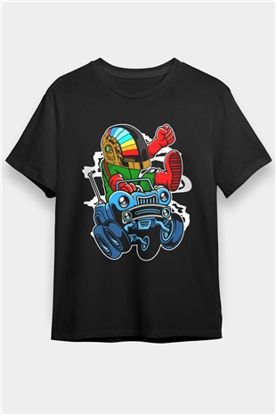 Road Daft Punk Baskılı Siyah Unisex Tişört