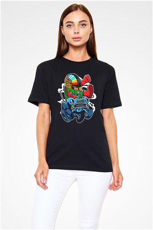 Road Daft Punk Baskılı Siyah Unisex Tişört