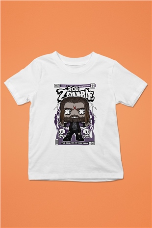Rob Zombie Baskılı Unisex Beyaz Çocuk Tişört
