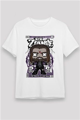Rob Zombie Baskılı Unisex Beyaz Tişört