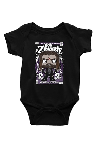 Rob Zombie Baskılı Unisex Siyah Bebek Body - Zıbın