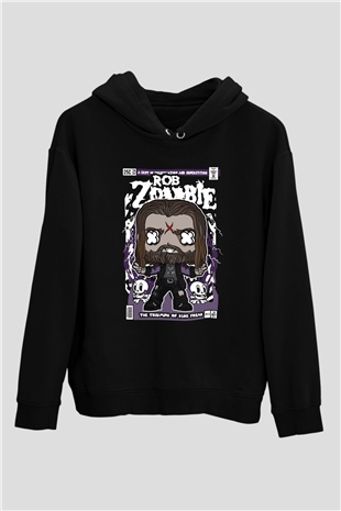 Rob Zombie Baskılı Unisex Siyah Hoodie