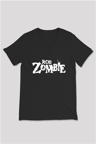 Rob Zombie Siyah Unisex V Yaka Tişört T-Shirt