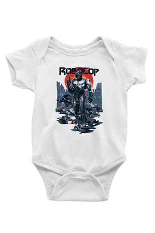 RoboCop Baskılı Beyaz Unisex Bebek Body - Zıbın