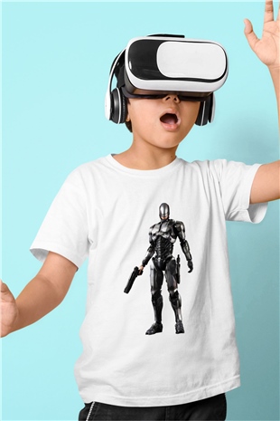 RoboCop Baskılı Beyaz Unisex Çocuk Tişört