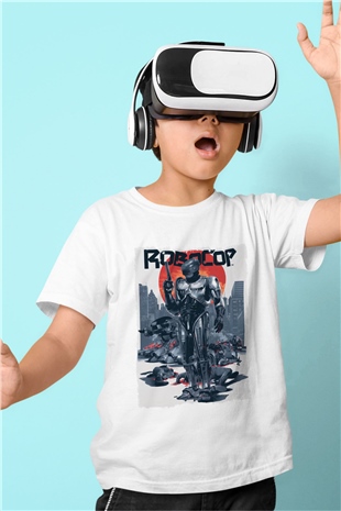 RoboCop Beyaz Unisex Çocuk Tişört