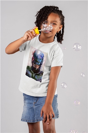 RoboCop Beyaz Unisex Çocuk Tişört
