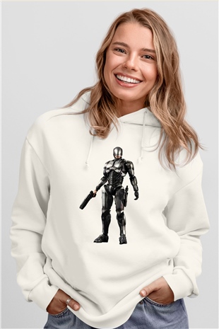 RoboCop Beyaz Unisex Hoodie