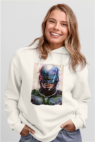 RoboCop Beyaz Unisex Hoodie