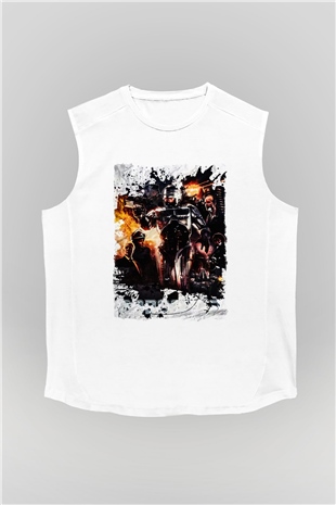 RoboCop Beyaz Unisex Kolsuz Tişört
