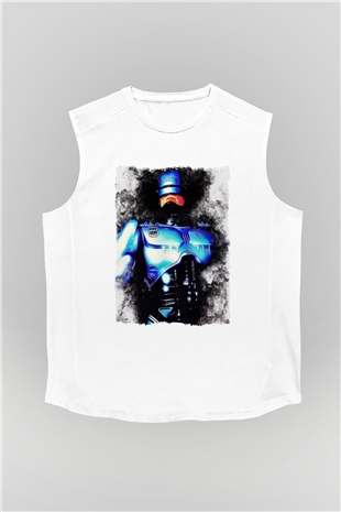 RoboCop Beyaz Unisex Kolsuz Tişört