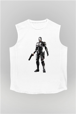 RoboCop Beyaz Unisex Kolsuz Tişört