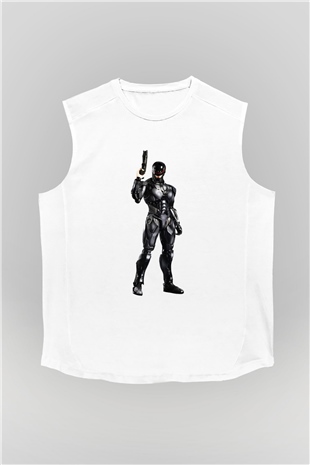 RoboCop Beyaz Unisex Kolsuz Tişört
