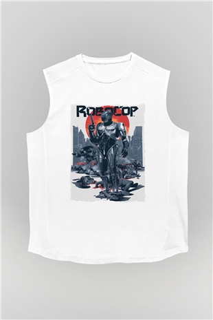 RoboCop Beyaz Unisex Kolsuz Tişört