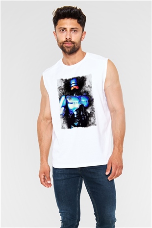RoboCop Beyaz Unisex Kolsuz Tişört