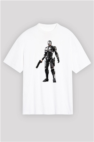 RoboCop Beyaz Unisex Oversize Tişört T-Shirt