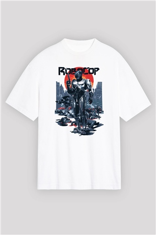 RoboCop Beyaz Unisex Oversize Tişört T-Shirt