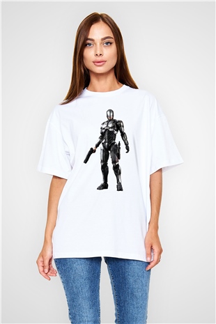 RoboCop Beyaz Unisex Oversize Tişört T-Shirt