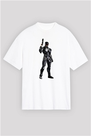RoboCop Beyaz Unisex Oversize Tişört T-Shirt