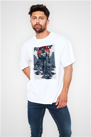 RoboCop Beyaz Oversize Tişört Oversize T-shirt